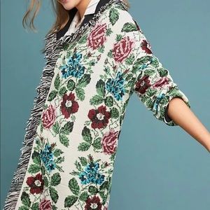 NWT $248 Anthropologie Floral Intarsia Cardigan M